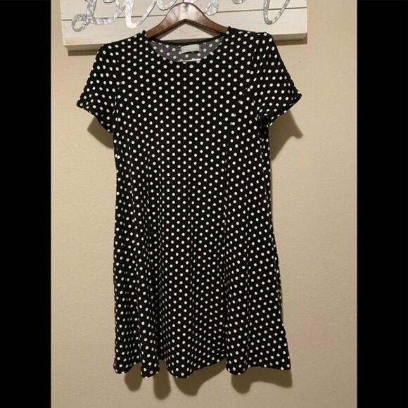 Urban Outfitters - ribbed black polka dot dress - Picture 1 of 4